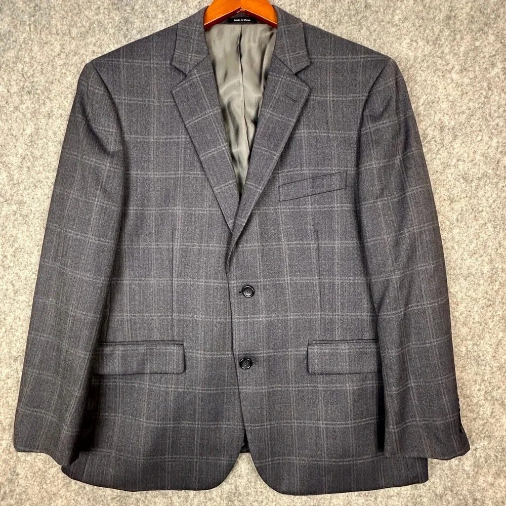 Joseph & Feiss Sport Coat Mens 44S Gray Gold Wool Classic Fit Herringbone Blazer